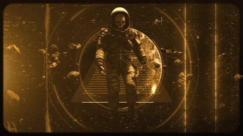 Skull Head Astronaut Old Film Background