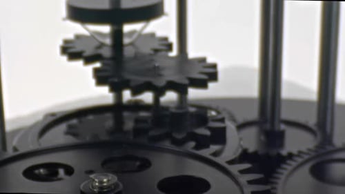 Black Gears Rotating Close Up