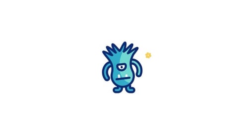 Animated Cartoon Blue Monster Blinking and Eye Tracking