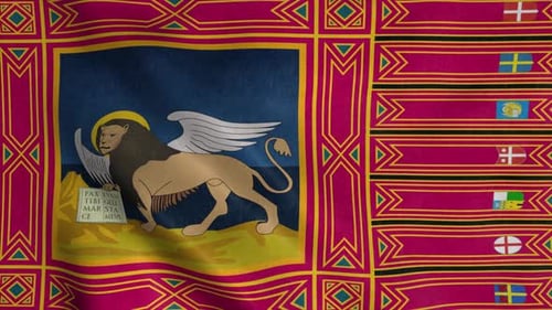 Drapeau de la région de Vénétie (Italie) agitant dans le vent
