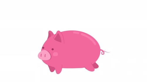 Animated Running Pink Piggy
