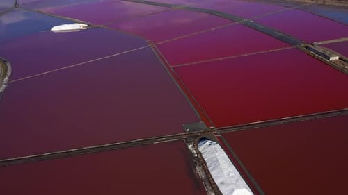 Aerial view of salt evaporation ponds near to Burgas, Bulgaria