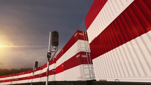 Indonesia exporta contenedores en un circuito de vagones de tren de carga