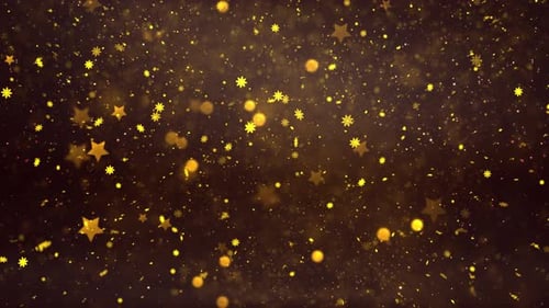 Sparkling Golden Particles and Stars Festive Background Animation