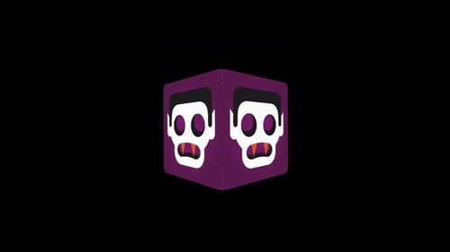 Animated Halloween Vampire Icon Cube Rotation