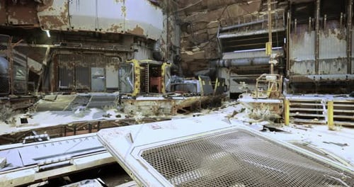Abandoned Industrial Sci-Fi Facility Flythrough Background