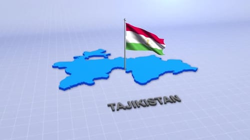 Tajikistan 3D Map Outline and Waving Flag Animation