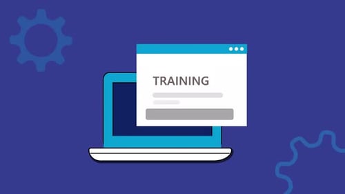 Flat Design Laptop with Online Training Window Animation