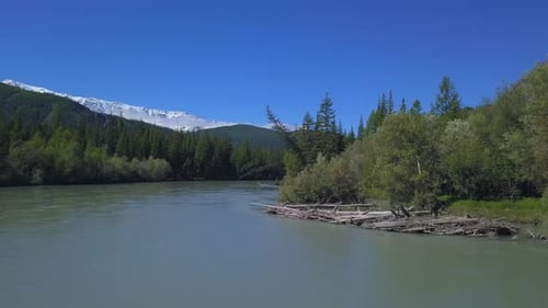 Aerial view of the valley of the river of Chulyshman, Altai Republic, Russia