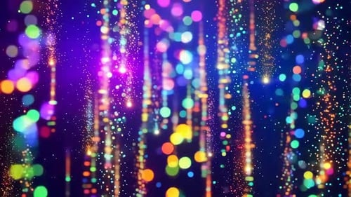 Particules bokeh brillantes multicolores abstraites tombant vers le bas