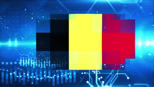 Belgium Flag on Economic Graph Background