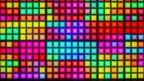 Mehrfarbige LED-Disco-Hintergrundschleife mit quadratischem Flackern