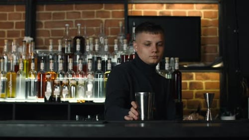 Bartender Making Cocktails in a Bar
