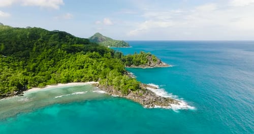 Turquoise Bay Surrounded By Green Hills in Seychelles Seychelles Mahe