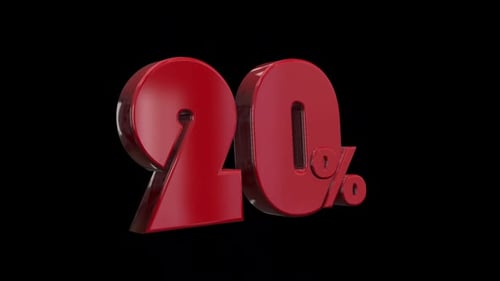 Red 3D 20 Percent Rotating Animation