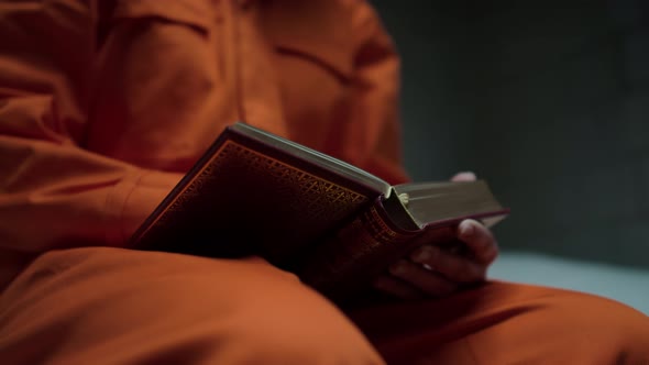 Hands of Inmate Reading Bible in Prison Cell, People Stock Footage ft ...