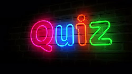 Quiz and barber shop neon on brick wall 3d