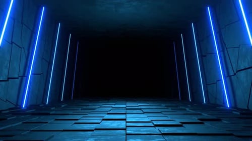 Looping Futuristic Neon Tunnel Abstract Background
