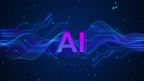 Artificial Intelligence AI On Circuit Board. Future Technology Concept Visualization. Big Data Trans