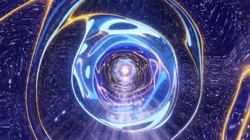 Tunnel wormhole loop with stars and colors