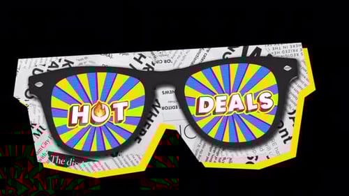 Animated Hot Deals Message in Pop Art Sunglasses