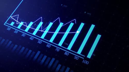 Graph with Rising Up Arrow and Bar Stats Financial Data and Diagrams