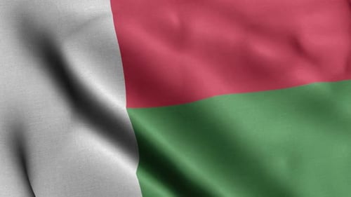 Madagascar National Flag Realistic Fabric Waving Animation