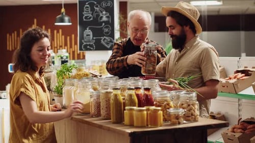 People Shopping in a Local Food Store