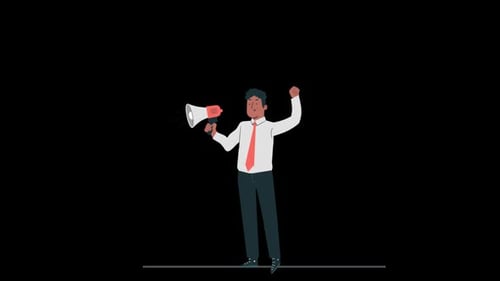 Man Speaking into a Megaphone Alpha Channel