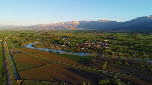 View Of The Village By The River