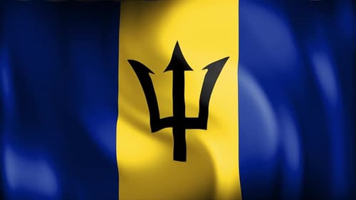 Barbados National Flag Waving Seamless Loop