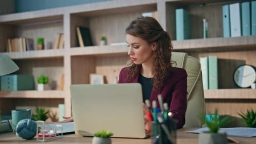 Pensive Lawyer Working Office Solving Problem Corporate Manager Looking Papers