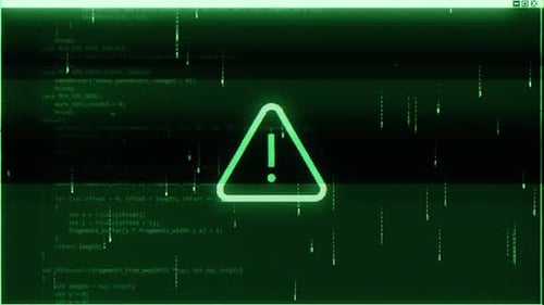 Digital Glitch Error Warning with Code Background Animation