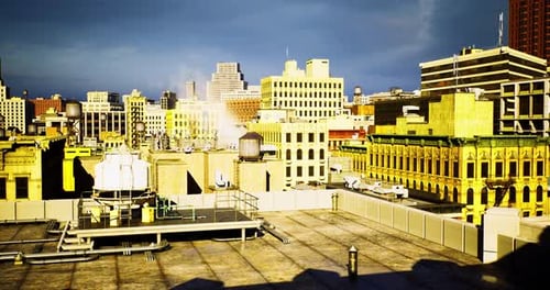 Urban Skyline View Showcasing Rooftops and Buildings During Daylight Hours