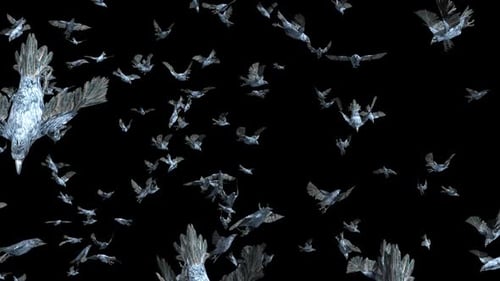 Crystalline Birds Flock Flying Seamless Loop