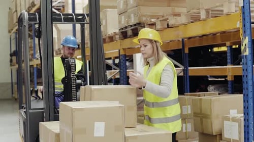 Warehouse Worker Loading Boxes Sound