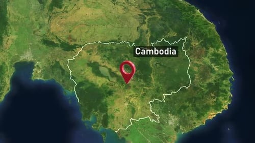 Cambodia Country Zoom from Space