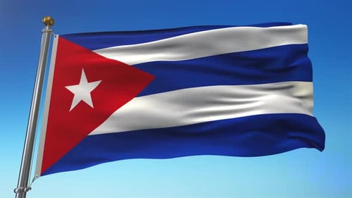 Flag Of Cuba Against The Sky 4K