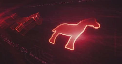 Trojan virus cyber crime symbols loop cyber loop concept