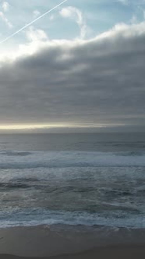 Vertical Video of Sea and Waves at Storm Day