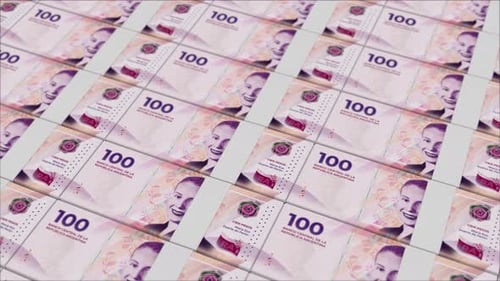 100 ARGENTINE PESO banknotes printed by a money press