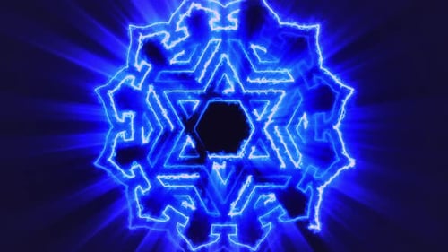 Glowing blue geometric pattern radiates light