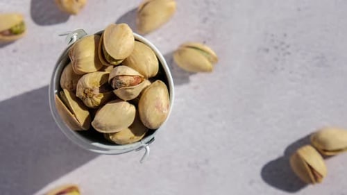 Overhead Shot of Pistachios in Bucket