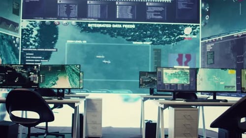 Empty Military Operation Headquarters to Follow Threats on Radar Surveillance