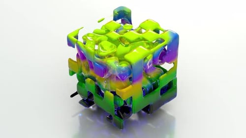 Green Abstract 3D Cube 61 4K