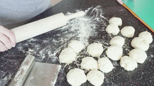 Preparing Flatbread on the Counter in the Residential Kitchen