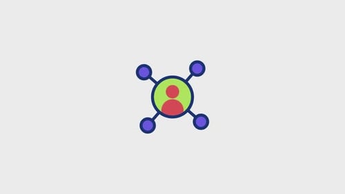 Flat Design Animated People Connection Network Icon