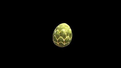 Decorative Green Egg with Glowing Lines Rotation Animation