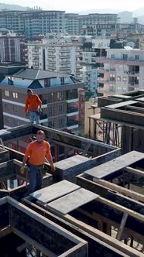 Vertical Drone View Concrete Structure with Open Sections and Visible Depth