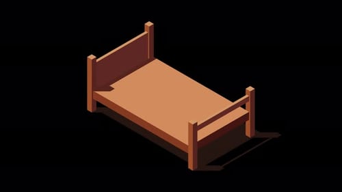 Isometric Bed Animation with Mattress and Pillow